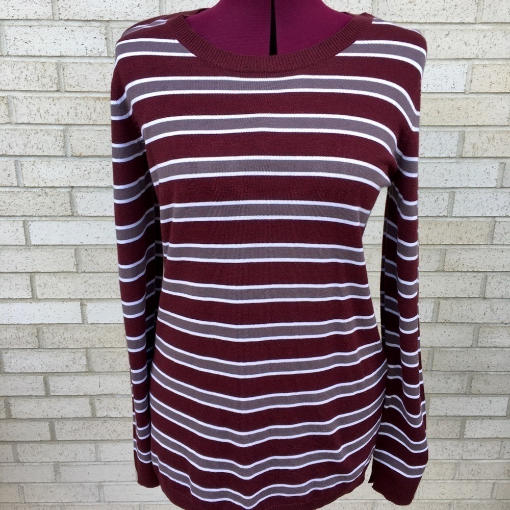 NWT Treasure & Bond Sweater Burgundy Striped Long Sleeve Size Large